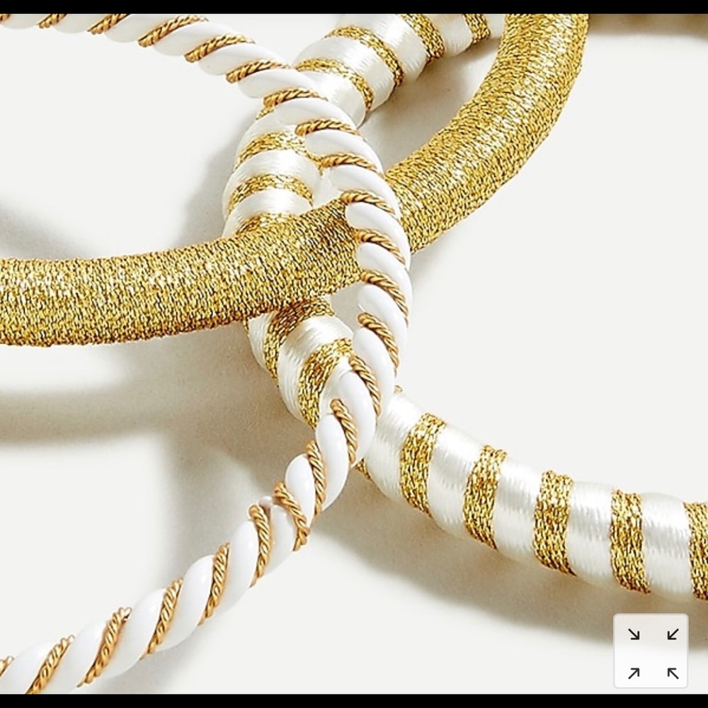 J Crew White/Gold Raffia Wrapped Bangle Set - Picture 2 of 2